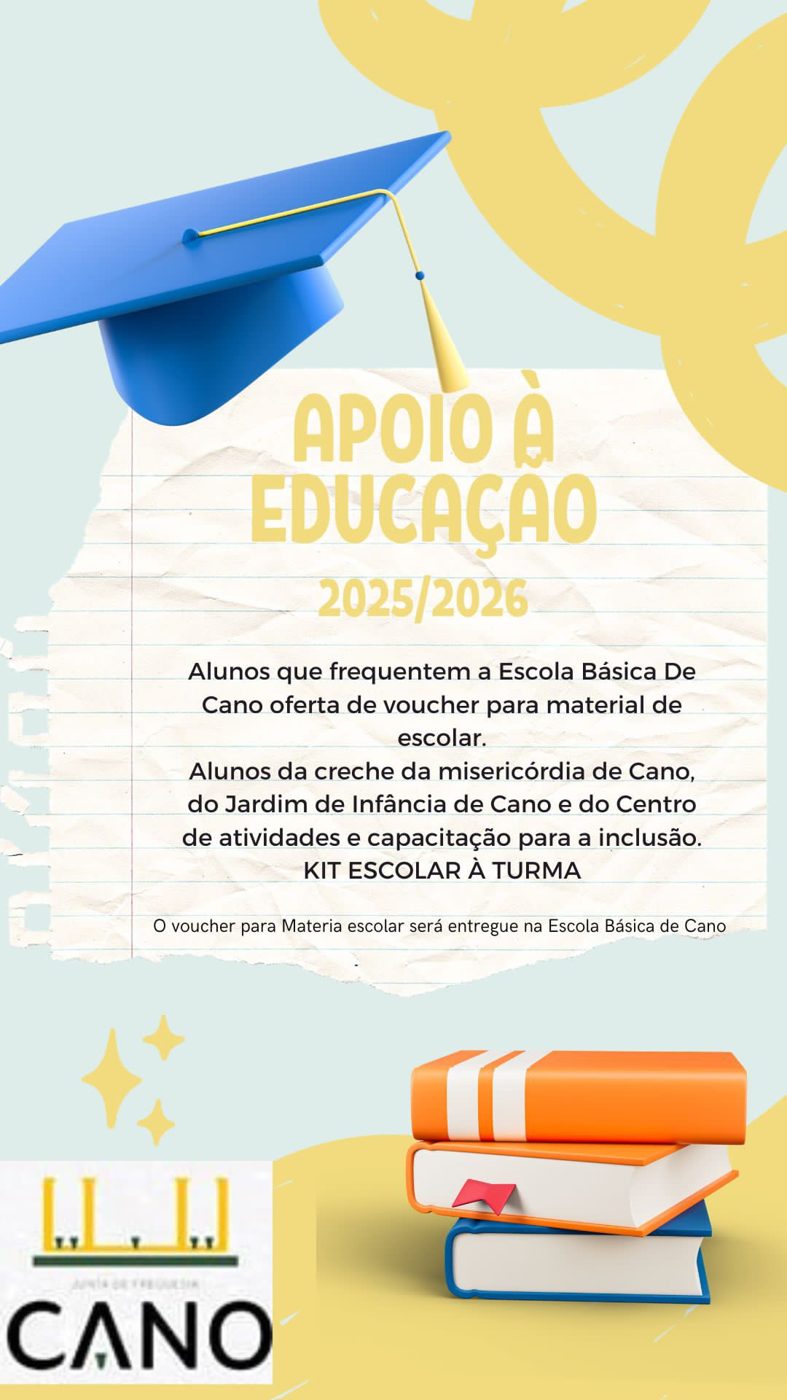 Apoios destinados aos alunos da Freguesia de Cano
